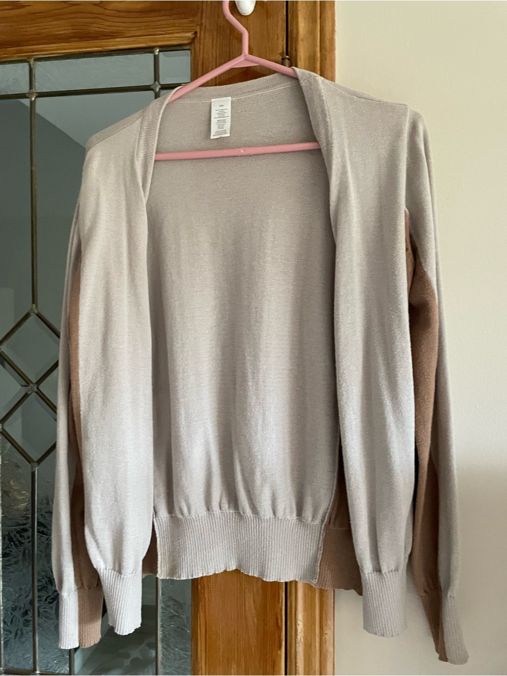 Women's Two-Tone Cardigan Sweater - Light Taupe